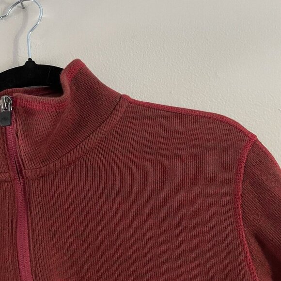 Eddie Bauer Men SZ M Orange/Brown 1/4 Zip Collared Pullover Long Sleeve Shirt - Picture 6 of 9